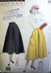 5443 50s TEEN QUICK EZ FLARE WOW POCKETS SKIRT PATTERN 14 35''HIP